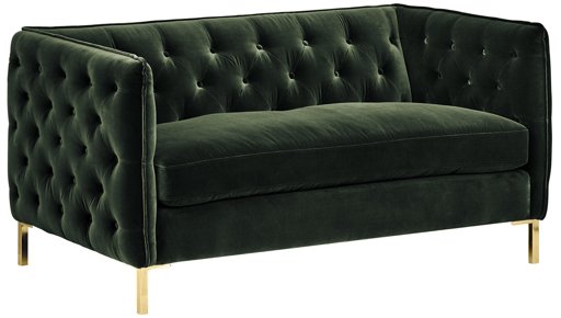 Amazon Brand – Rivet Eva Tufted Mid-Century Velvet Down-Filled Loveseat, 60.5"W, Hunter Green