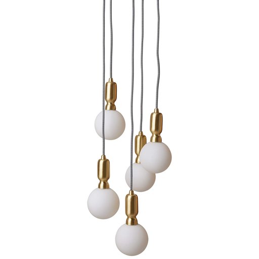 Rivet Diana Mid-Century Modern 5-Globe Ceiling Pendant Chandelier with LED Light Bulbs, 65" Cord, Gold