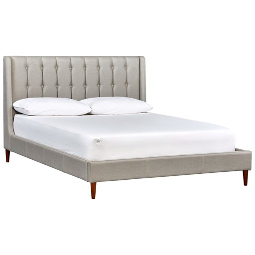Amazon Brand – Rivet Hillmoor Mid-Century Queen Bed with Headboard, 66"W, Light Gray