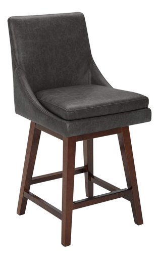 Amazon Brand – Stone & Beam Alaina Contemporary Leather High-Back Swivel Seat Counter Stool, 39"H, Black