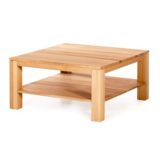 Amazon Brand - Alkove Hayes Square Solid Wood Coffee Table with 1-Shelf, 90 x 90 x 45cm, Core Beech