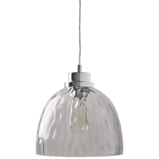 Amazon Brand – Rivet Glass Bowl Pendant Lamp, Modern Textured, W/Bulb, 13"-60"H, Chrome