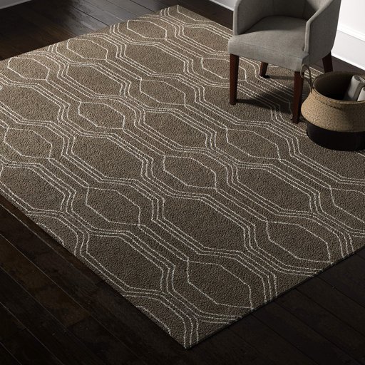 Amazon Brand – Rivet Steel Slanted Lines Wool Modern Area Rug, 8 x 10 Foot