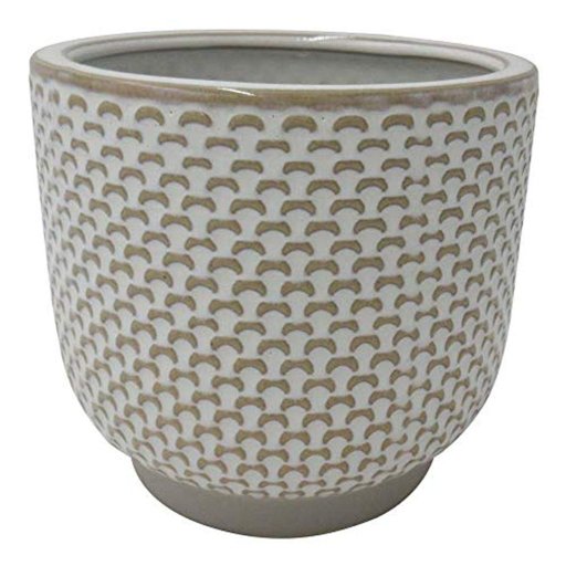 Amazon Brand – Stone & Beam Textured Stoneware Planter, 6.25"H, Ivory