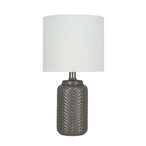 Amazon Brand – Ravenna Home Chevron-Patterned Table Lamp, Bulb Included, 15"H, Charcoal Gray
