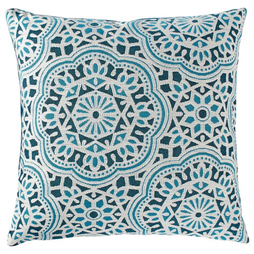 Amazon Brand – Stone & Beam Medallion Decorative Throw Pillow, 17" x 17", Aqua