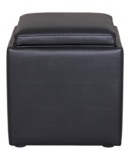 Amazon Brand – Rivet Ross Modern Vegan Faux Leather Lift-Top Storage Ottoman Pouf, 17.7"W, Black