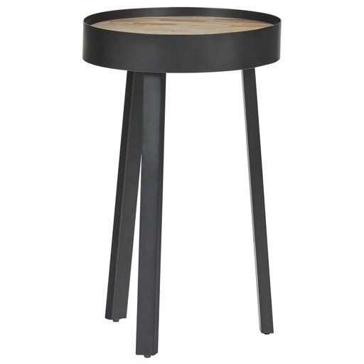 Amazon Brand – Rivet Jaxon Rustic Round Side Table, 16" Diameter, Natural and Black