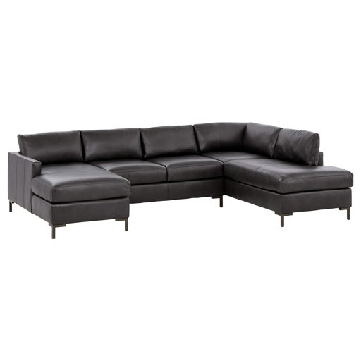 Amazon Brand – Rivet Edgewest Modern Right-Facing U-Shape Sectional, Leather, 117"W, Charcoal