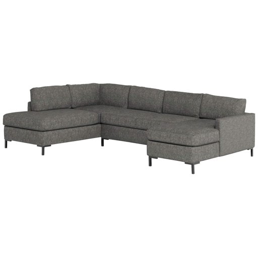 Amazon Brand – Rivet Edgewest Low Back Modern Left U-Sectional, 117"W, Charcoal Grey