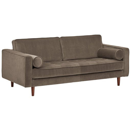 Amazon Brand – Rivet Aiden Tufted Mid-Century Modern Velvet Bench Loveseat Sofa, 74"W, Otter Grey