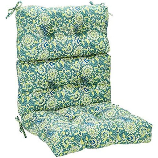 Amazon Basics Tufted Outdoor High Back Patio Chair Cushion- Blue Flower