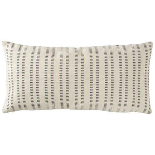 Amazon Brand – Stone & Beam French Laundry Stripe Decorative Throw Pillow, 12" x 24", Ivory, Grey