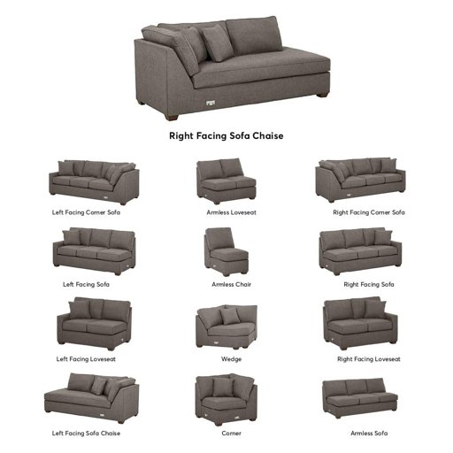 Amazon Brand – Stone & Beam Bagley Sectional Component, Right-Facing Sofa Chaise, Fabric, 41"W, Stone