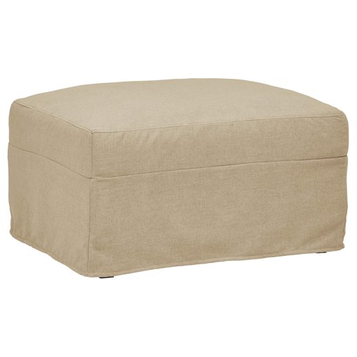 Amazon Brand – Stone & Beam Andover Slipcover Ottoman, 32"W, Linen Fabric
