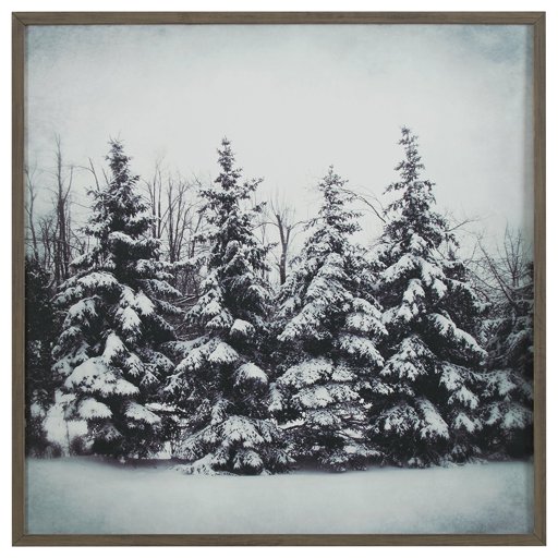 Amazon Brand – Stone & Beam Modern Black and White Print of Forest Snow, Grey Frame, 30" x 30"