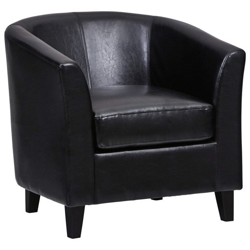 Amazon Brand – Ravenna Home Sherman Curved Faux Leather Accent Chair, 30.5"W, Black