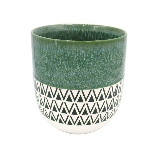 Amazon Brand – Stone & Beam Mid-Century Two-Toned Planter, 8.46"H, Teal Green