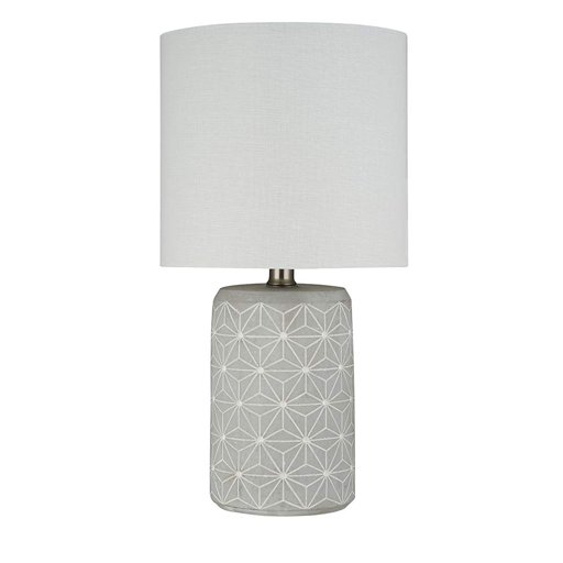 Amazon Brand – Rivet Cement-Textured Table Lamp, Bulb Included, 16.5"H, White on Gray