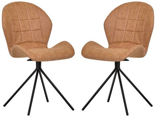 Amazon Brand – Rivet Rachel Set of 2 Space-Age Mid-Century Modern Swivel Dining Room Kitchen Desk Chairs, 35.2 Inch Height, Synthetic Leather, Light Brown