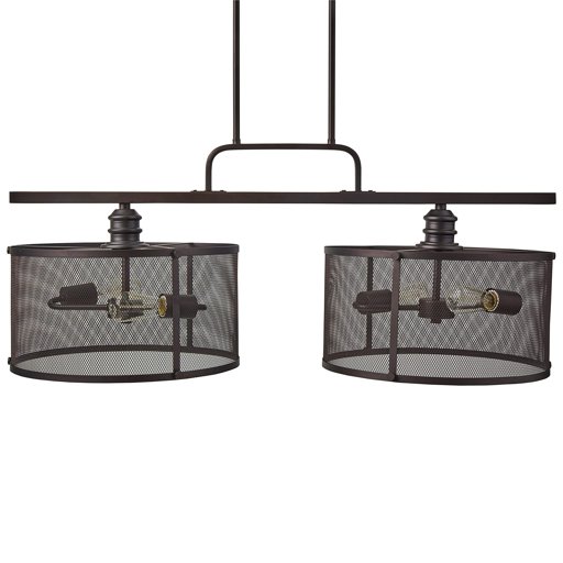 Amazon Brand – Stone & Beam Hobbs Double Mesh Cage Pendant Ceiling Chandelier Fixture With 2 Light Bulbs - 36 Inch Shade, 24 - 66 Inch Cord, Oil-Rubbed Bronze