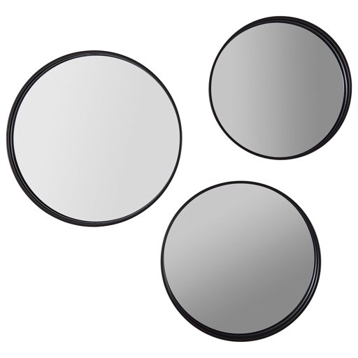 Amazon Brand – Rivet Industrial Round Metal Wall Mirror Set - Set of 3, Black