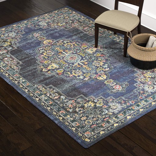 Amazon Brand – Stone & Beam Traditional Passionate Area Rug, 6' 7" x 9' 6", Navy