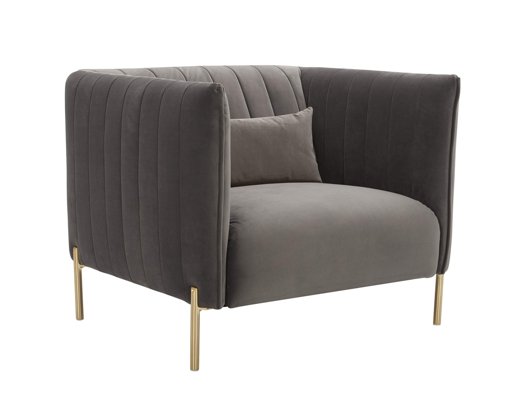 Amazon Brand – Rivet Frederick Mid-Century Modern Tufted Velvet Living Room Chair, 38"W, Grey