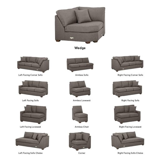Amazon Brand – Stone & Beam Bagley Sectional Component, Wedge, Fabric, 67"W, Stone