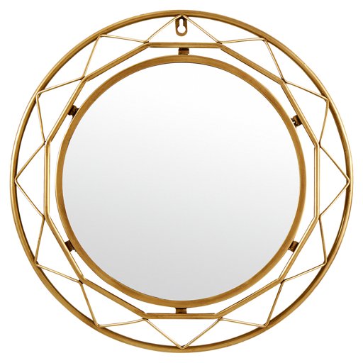 Amazon Brand – Rivet Modern Metal Lattice-Work Round Hanging Wall Mirror, 18 Inch Height, Gold Finish