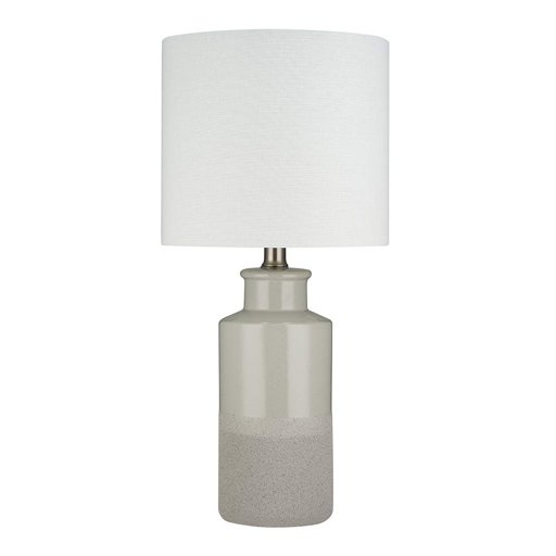 Amazon Brand – Stone & Beam Table Lamp with a Drum Shade, Bulb Included, 19.75"H, Gray