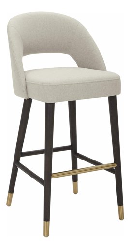 Amazon Brand – Rivet Whit Contemporary Upholstered Bar Stool with Gold Accents, 41"H, Chalk White