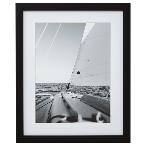 Amazon Brand – Stone & Beam Modern Black and White Nautical Sailboat at Sea Photo Wall Art Decor - 18 x 22 Inch Frame, Black