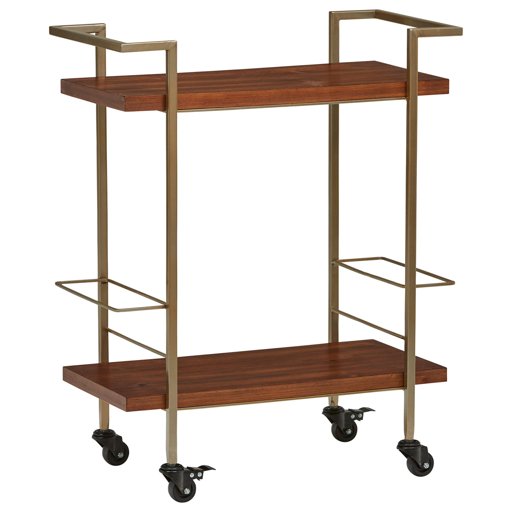Amazon Brand – Rivet Modern Serving Cart 33.88"H, Bronze and Walnut