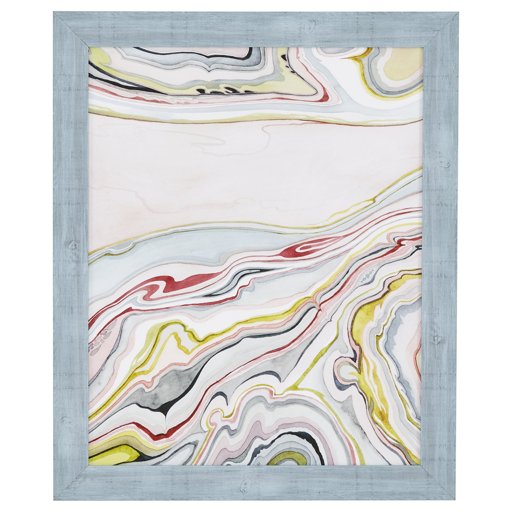 Amazon Brand – Rivet Mid Century Modern Marbled Abstract Geode I Print Framed Wall Art Decor - 19" x 23" Frame, Cool Wood-Tone