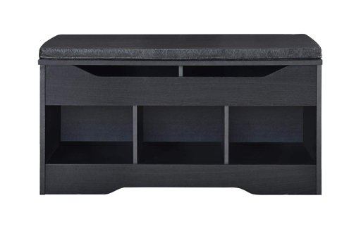 AmazonBasics Classic Shoe Bench with Lift-Top Compartment and 3 Storage Cubbies - Black Oak