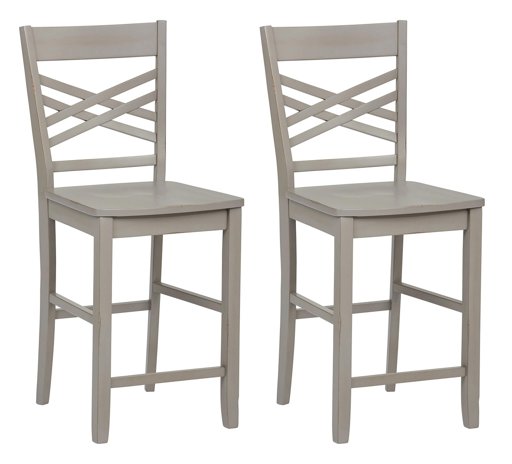 Amazon Brand – Ravenna Home Luna Rustic Wood Counter Stool, 40.5"H, Distressed Grey (Set of 2)