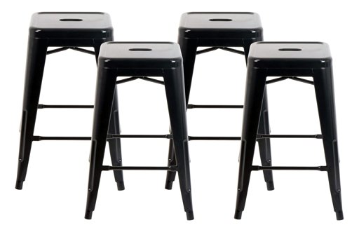Amazon Brand – Ravenna Home Decorah Stackable Metal Kitchen Counter Bar Stools, 24"H, Gloss Black, Set of 4