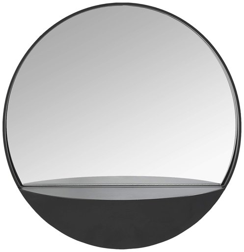 Amazon Brand - Rivet Modern Round Hanging Mirror with Shelf, 18" Diameter, Black