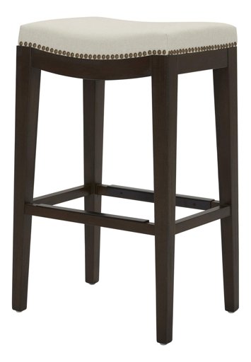 Amazon Brand – Stone & Beam Elden Nailhead-Trim Saddle Kitchen Counter Backless Bar Stool, 30"H, Chalk