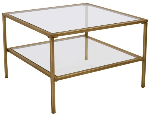 Amazon Brand – Ravenna Home Parker Storage End Table, 23.6"W, Glass &amp; Gold