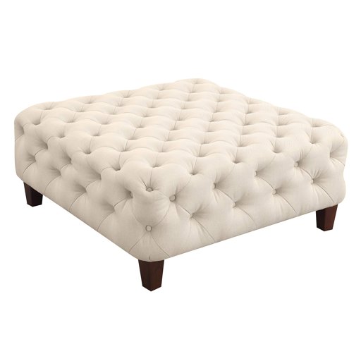 Amazon Brand – Ravenna Home Sage Diamond Tufted Ottoman, 36"W, Light Grey