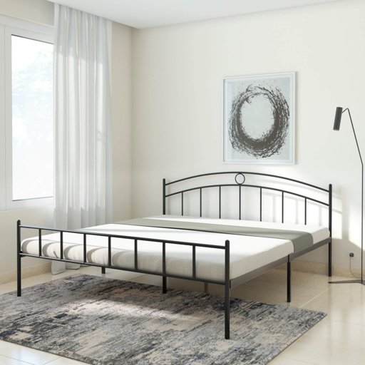 Amazon Brand - Solimo Senna Metal Glossy King Bed (Black)