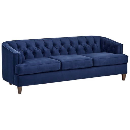 Amazon Brand – Stone & Beam Leila Tufted Velvet Living Room Sofa Couch, 88"W, Blue