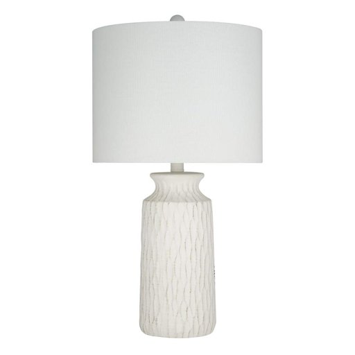 Amazon Brand – Stone & Beam Contemporary Textured 2-Tone Resin Table Lamp, LED Bulb Included, 24.5"H, White