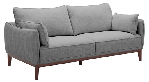 Amazon Brand – Stone & Beam Hillman Mid-Century Sofa Couch with Wood Base and Legs, 78"W, Fog Gray