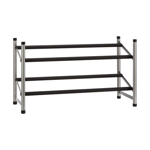 AmazonBasics Easy Assemble Shoe Rack - 2-Tier, Silver