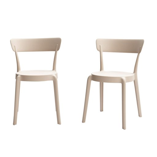 AmazonBasics Armless Bistro Dining Chair - Set of 2, Beige, Premium Plastic