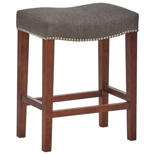 Ravenna Home Faraday Saddle Nailhead Counter Stool, 26"H, Zinc