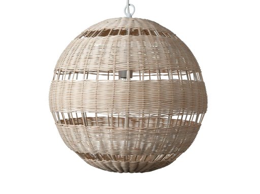 Amazon Brand – Stone & Beam Traditional Woven Globe Pendant Light with White Cloth Cord, 18"H, Natural Willow